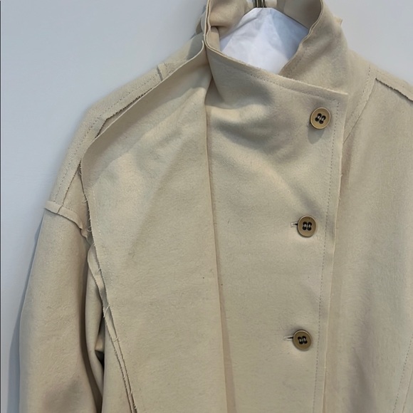 Midi length asymmetric wool coat a la 80s - Picture 4 of 4